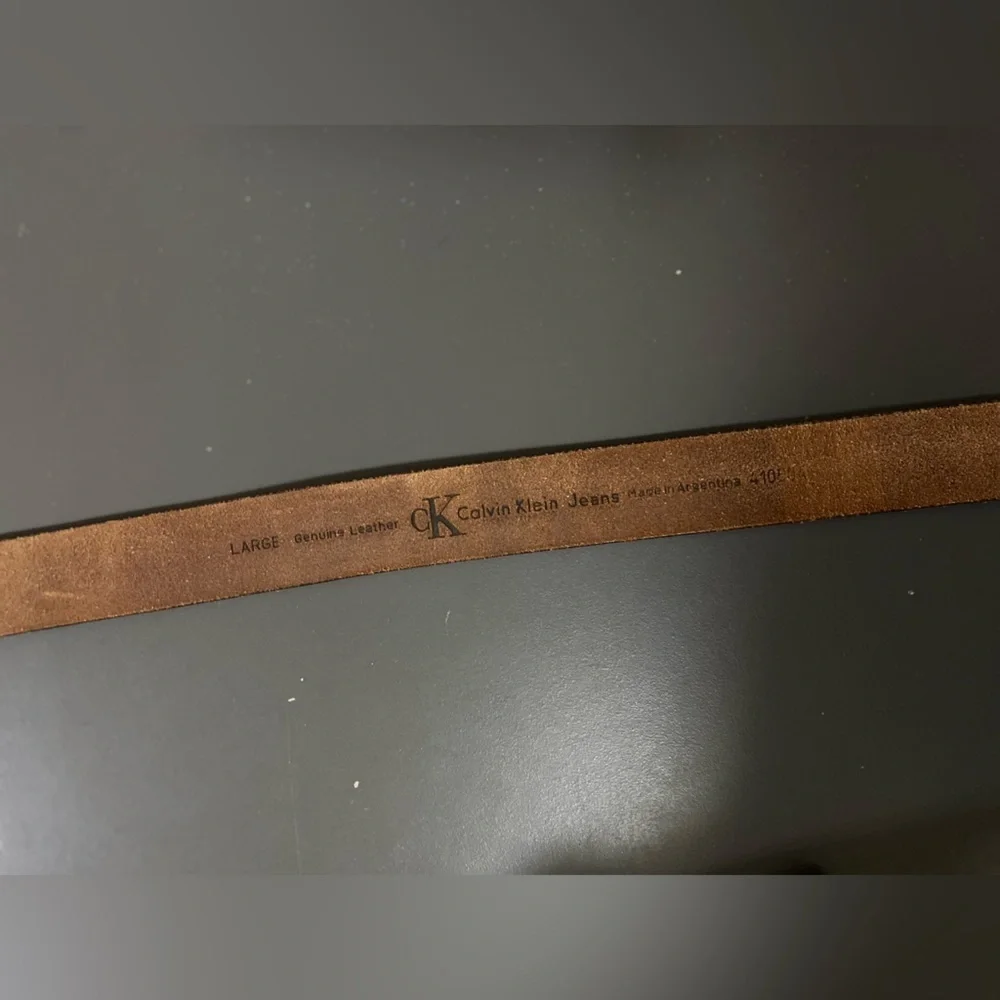 Vintage Calvin Klein Brown Leather Belt Men Size Large Made In Argentina